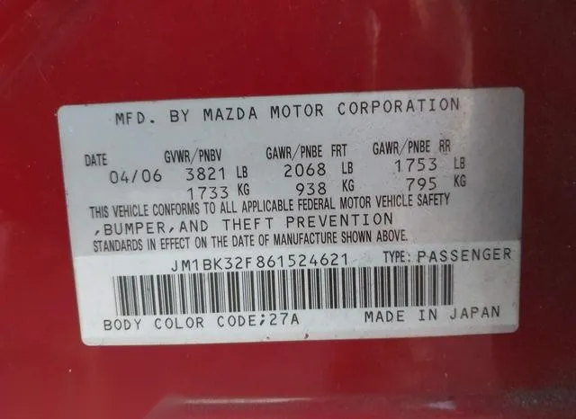 JM1BK32F861524621 2006 2006 Mazda 3- I 9