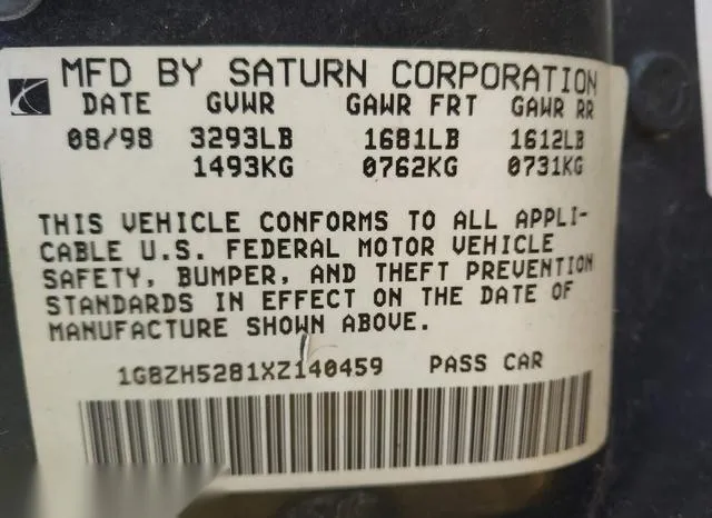 1G8ZH5281XZ140459 1999 1999 Saturn SL- 1 9