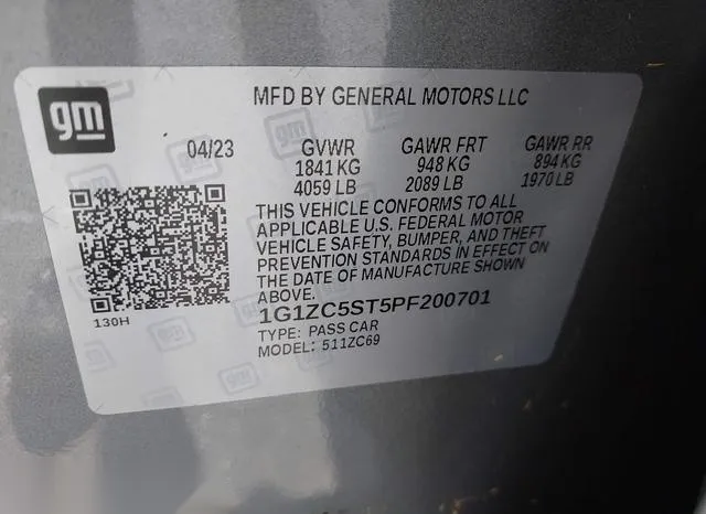 1G1ZC5ST5PF200701 2023 2023 Chevrolet Malibu- Fwd 1Fl 9