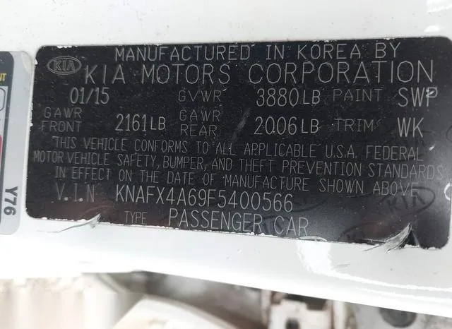 KNAFX4A69F5400566 2015 2015 KIA Forte- LX 9