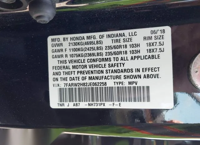 7FARW2H82JE062258 2018 2018 Honda CR-V- Ex-L/Ex-L Navi 9