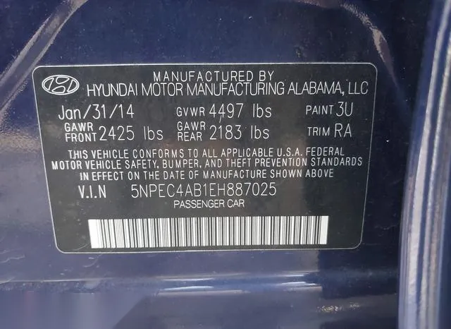 5NPEC4AB1EH887025 2014 2014 Hyundai Sonata- Limited 2-0T 9