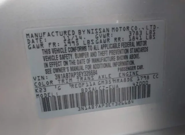 3N1AB7AP3EY326684 2014 2014 Nissan Sentra- S 9