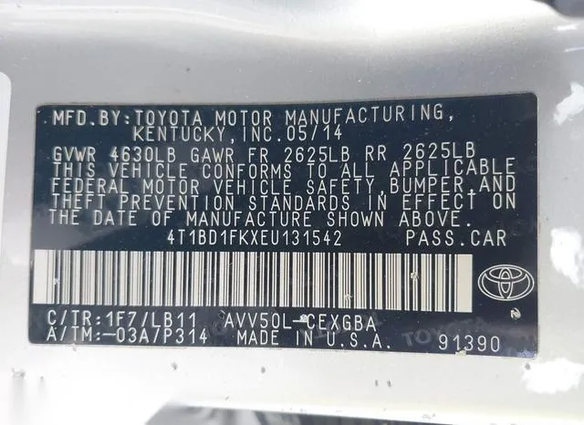 4T1BD1FKXEU131542 2014 2014 Toyota Camry- Hybrid Xle 9