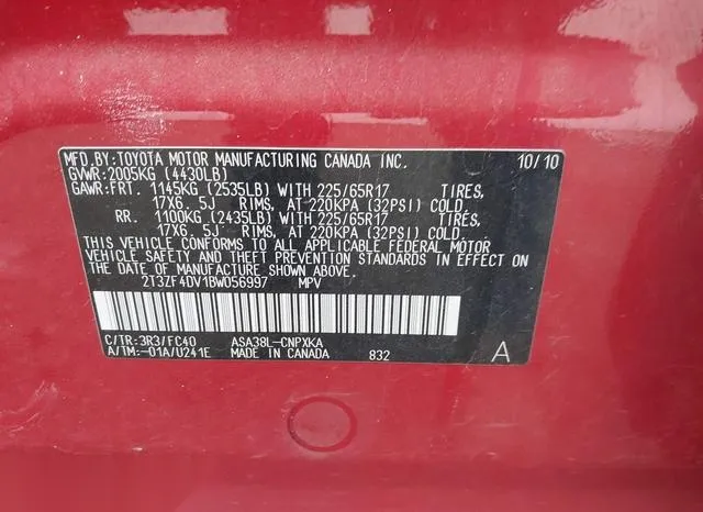 2T3ZF4DV1BW056997 2011 2011 Toyota RAV4 9