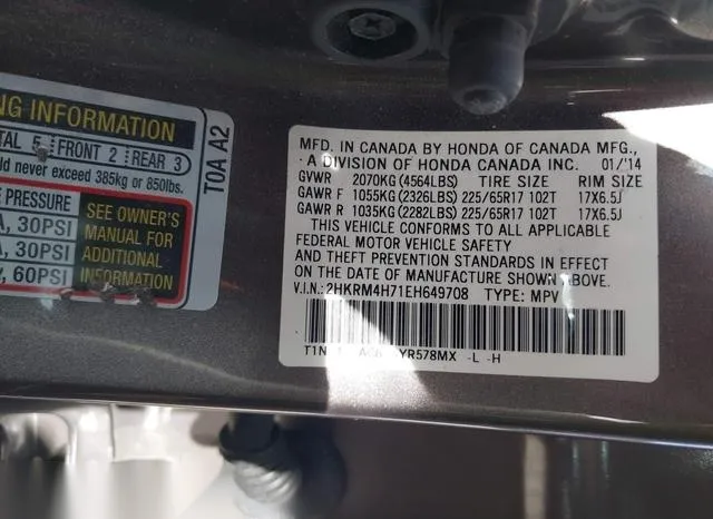 2HKRM4H71EH649708 2014 2014 Honda CR-V- Ex-L 9