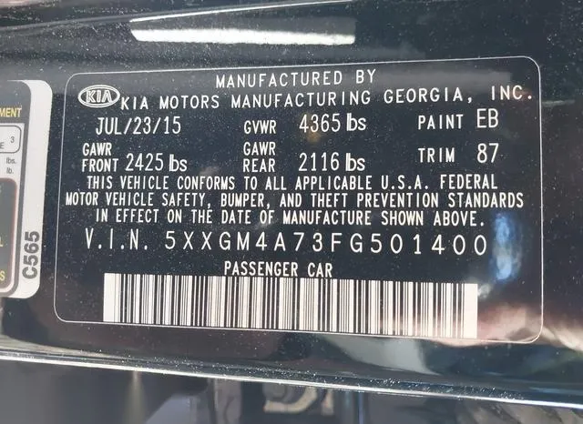 5XXGM4A73FG501400 2015 2015 KIA Optima- LX 9