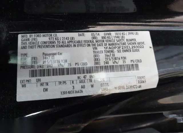 1FADP3F2XEL293022 2014 2014 Ford Focus- SE 9