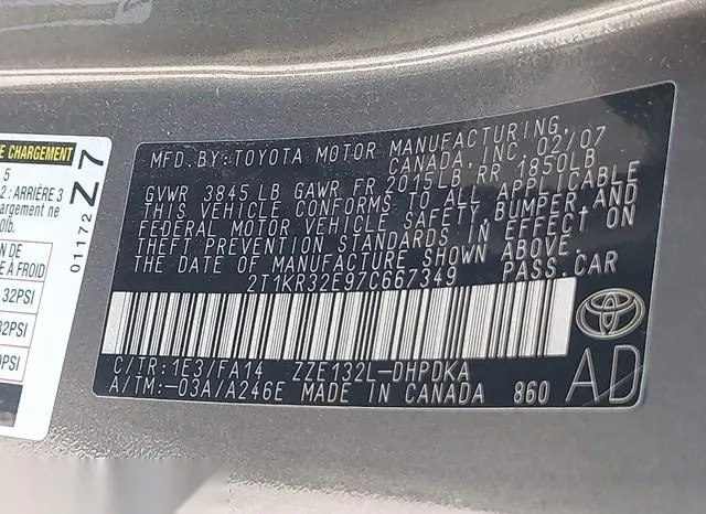 2T1KR32E97C667349 2007 2007 Toyota Matrix 9