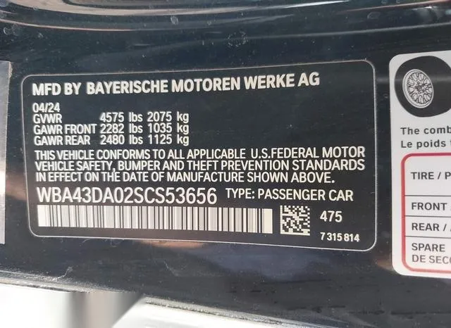 WBA43DA02SCS53656 2025 2025 BMW 4 Series- 430I 9