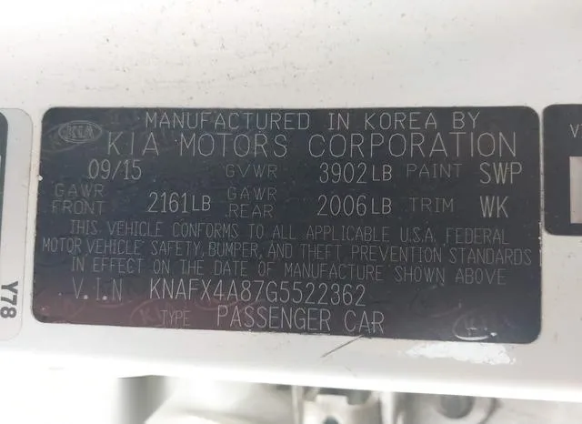 KNAFX4A87G5522362 2016 2016 KIA Forte- EX 9