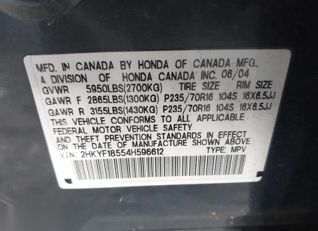 2HKYF18554H596612 2004 2004 Honda Pilot- EX 9