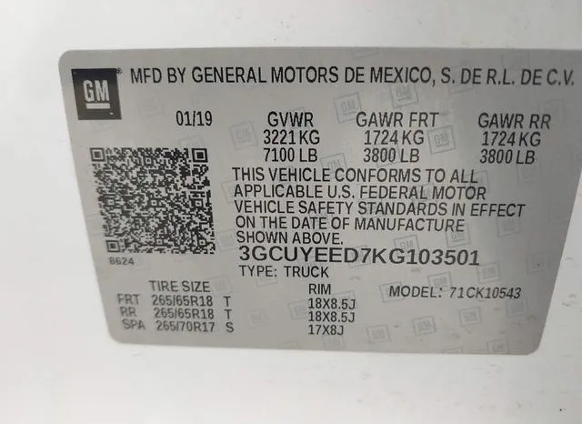 3GCUYEED7KG103501 2019 2019 Chevrolet Silverado 1500- Rst 9