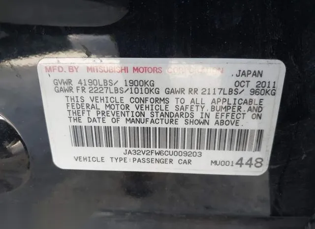 JA32V2FW6CU009203 2012 2012 Mitsubishi Lancer- SE 9