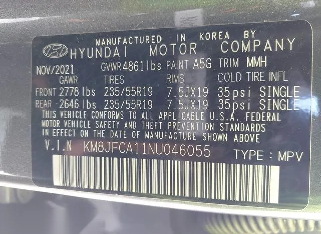 KM8JFCA11NU046055 2022 2022 Hyundai Tucson- Hybrid Sel Conv 9