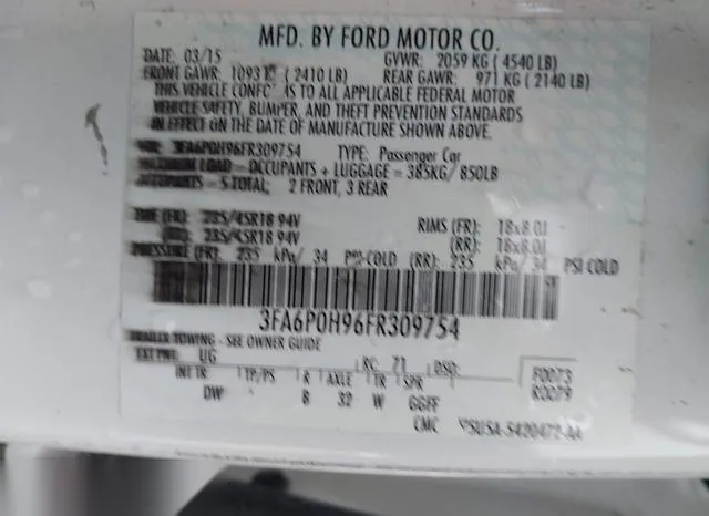 3FA6P0H96FR309754 2015 2015 Ford Fusion- SE 9