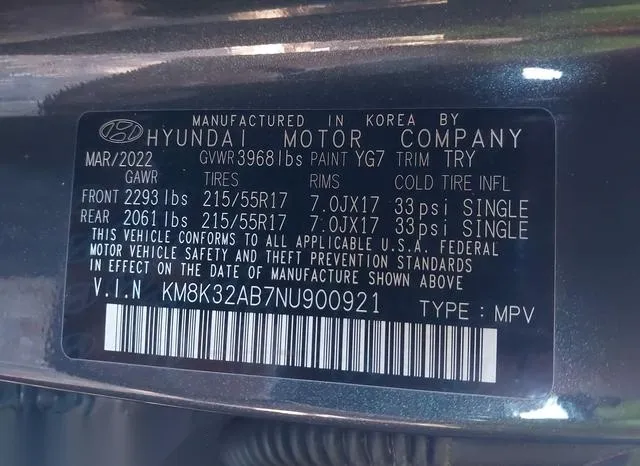 KM8K32AB7NU900921 2022 2022 Hyundai Kona- Sel 9