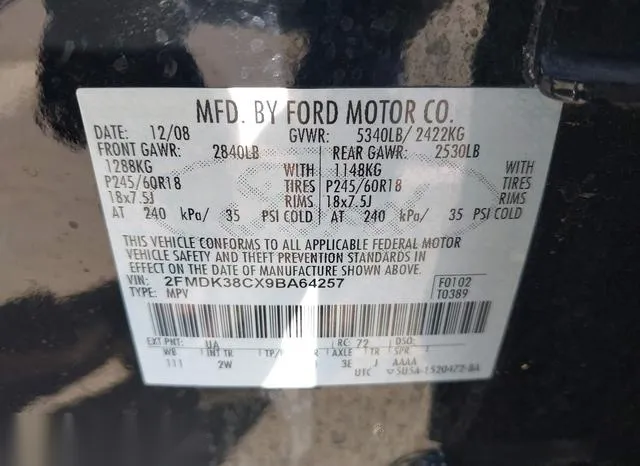 2FMDK38CX9BA64257 2009 2009 Ford Edge- Sel 9