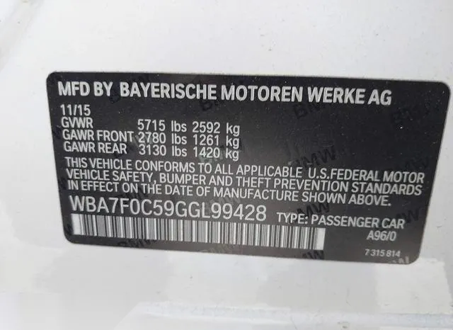 WBA7F0C59GGL99428 2016 2016 BMW 7 Series- 750I 9