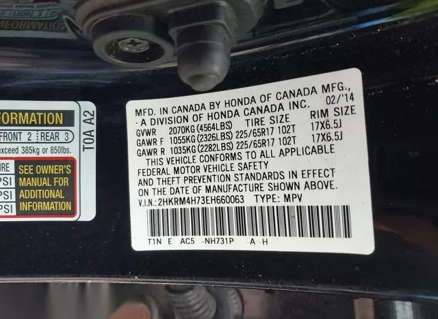 2HKRM4H73EH660063 2014 2014 Honda CR-V- Ex-L 9