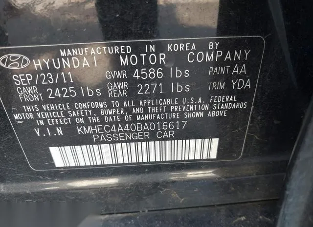 KMHEC4A40BA016617 2011 2011 Hyundai Sonata- Hybrid 9