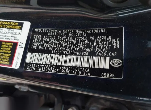 4T1BF1FK3CU167936 2012 2012 Toyota Camry- SE 9