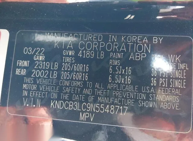 KNDCB3LC9N5548717 2022 2022 KIA Niro- Lxs 9