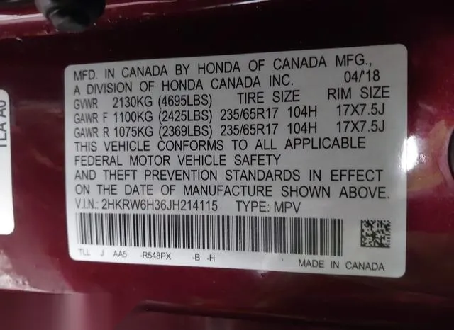 2HKRW6H36JH214115 2018 2018 Honda CR-V- LX 9