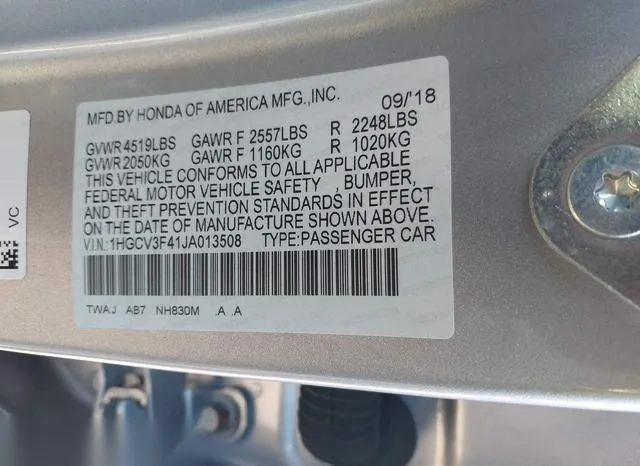 1HGCV3F41JA013508 2018 2018 Honda Accord- Hybrid EX 9