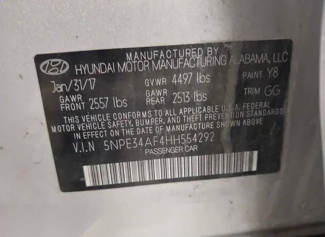 5NPE34AF4HH554292 2017 2017 Hyundai Sonata- Sport 9