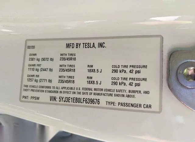 5YJ3E1EB0LF639676 2020 2020 Tesla Model 3- Long Range Dual 9