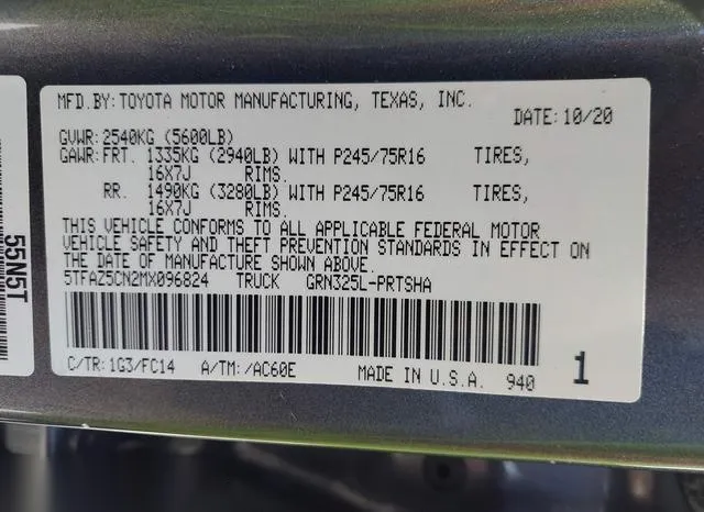 5TFAZ5CN2MX096824 2021 2021 Toyota Tacoma- Sr5 V6 9