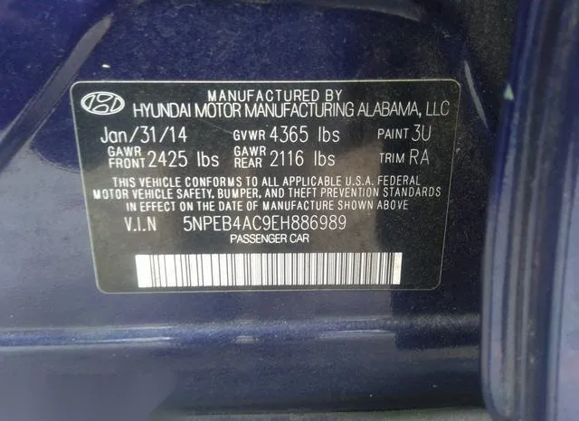 5NPEB4AC9EH886989 2014 2014 Hyundai Sonata- Gls 9