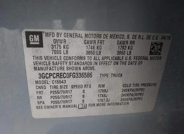 3GCPCREC0FG336586 2015 2015 Chevrolet Silverado 1500- 1LT 9