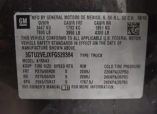 3GTU2VEJXFG528384 2015 2015 GMC Sierra- 1500 Slt 9