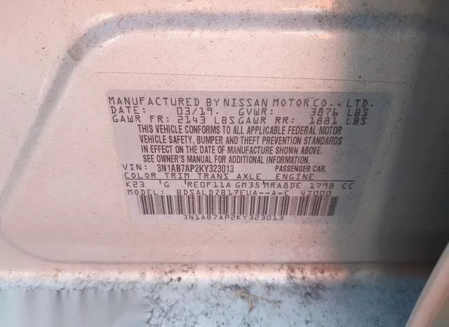 3N1AB7AP2KY323013 2019 2019 Nissan Sentra- SV 9