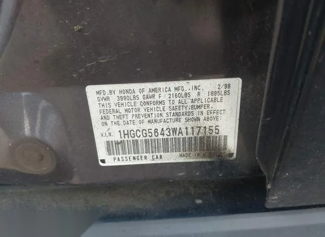 1HGCG5643WA117155 1998 1998 Honda Accord- LX 9