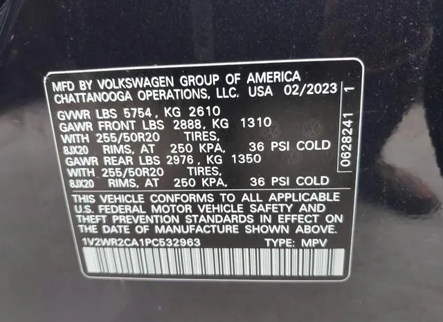 1V2WR2CA1PC532963 2023 2023 Volkswagen Atlas- 3-6L V6 Se W/ 9