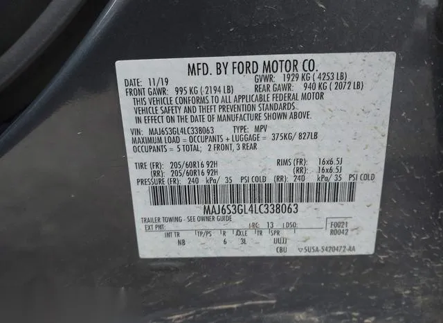 MAJ6S3GL4LC338063 2020 2020 Ford Ecosport- SE 9