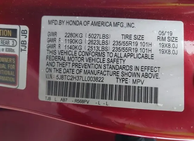 5J8TC2H37LL003822 2020 2020 Acura RDX- Standard 9