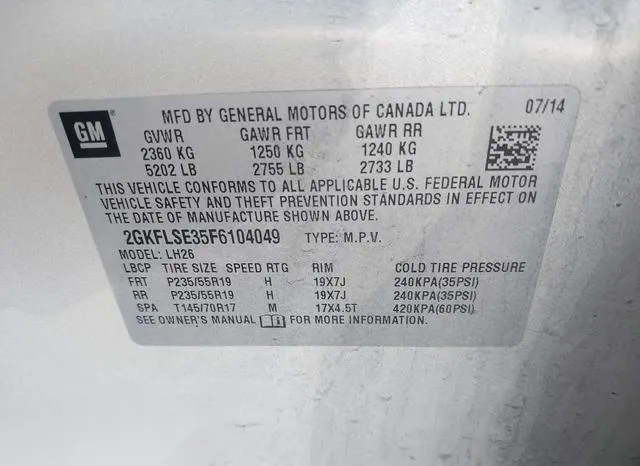 2GKFLSE35F6104049 2015 2015 GMC Terrain- Slt-1 9