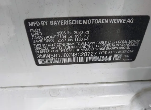 3MW5R1J0XN8C28727 2022 2022 BMW 3 Series- 330I 9