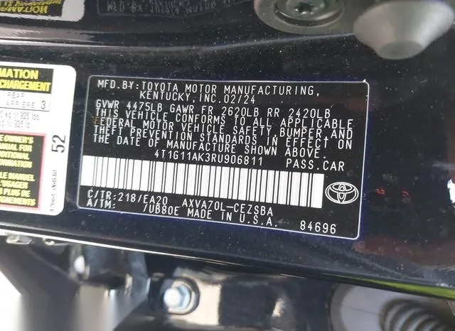 4T1G11AK3RU906811 2024 2024 Toyota Camry- SE 9