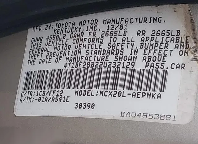 4T1BF28B22U232129 2002 2002 Toyota Avalon- XL 9