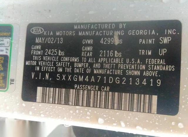 5XXGM4A71DG213419 2013 2013 KIA Optima- LX 9