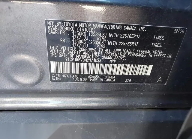 2T3P1RFV3MC171038 2021 2021 Toyota RAV4- Xle 9