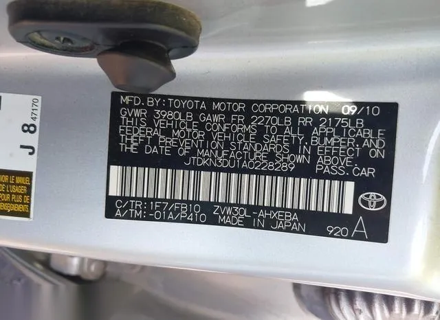 JTDKN3DU1A0228289 2010 2010 Toyota Prius- Iii 9