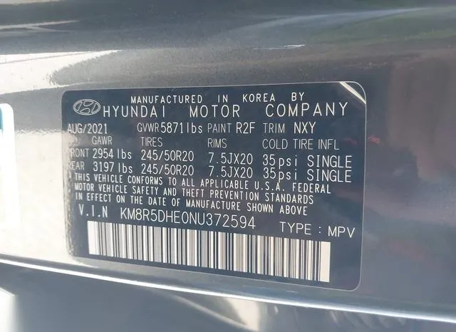 KM8R5DHE0NU372594 2022 2022 Hyundai Palisade- Limited 9