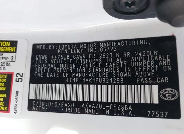 4T1G11AK1PU821298 2023 2023 Toyota Camry- SE 9