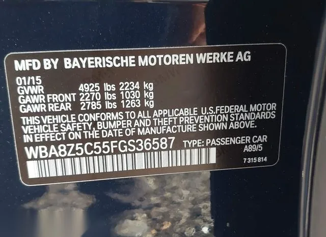 WBA8Z5C55FGS36587 2015 2015 BMW 328i Gran Turismo- Xdrive 9